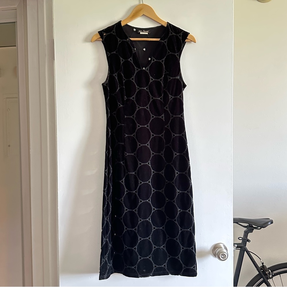 Vintage 90s Black Nc. Love Danielle Dahan Velour Mini Dress Size Medium EUC - Picture 2 of 10